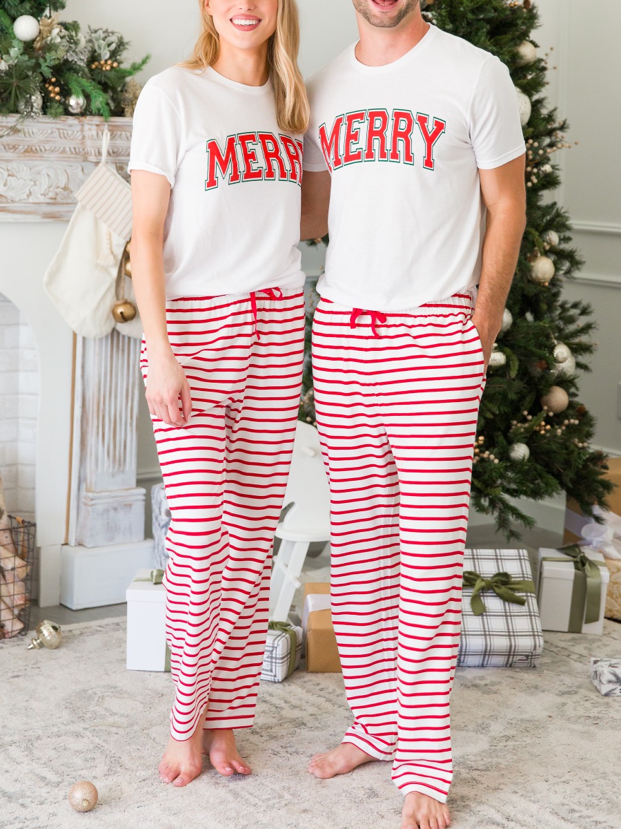Red & White Stripe Adult Pajama Pants, Modal Blend