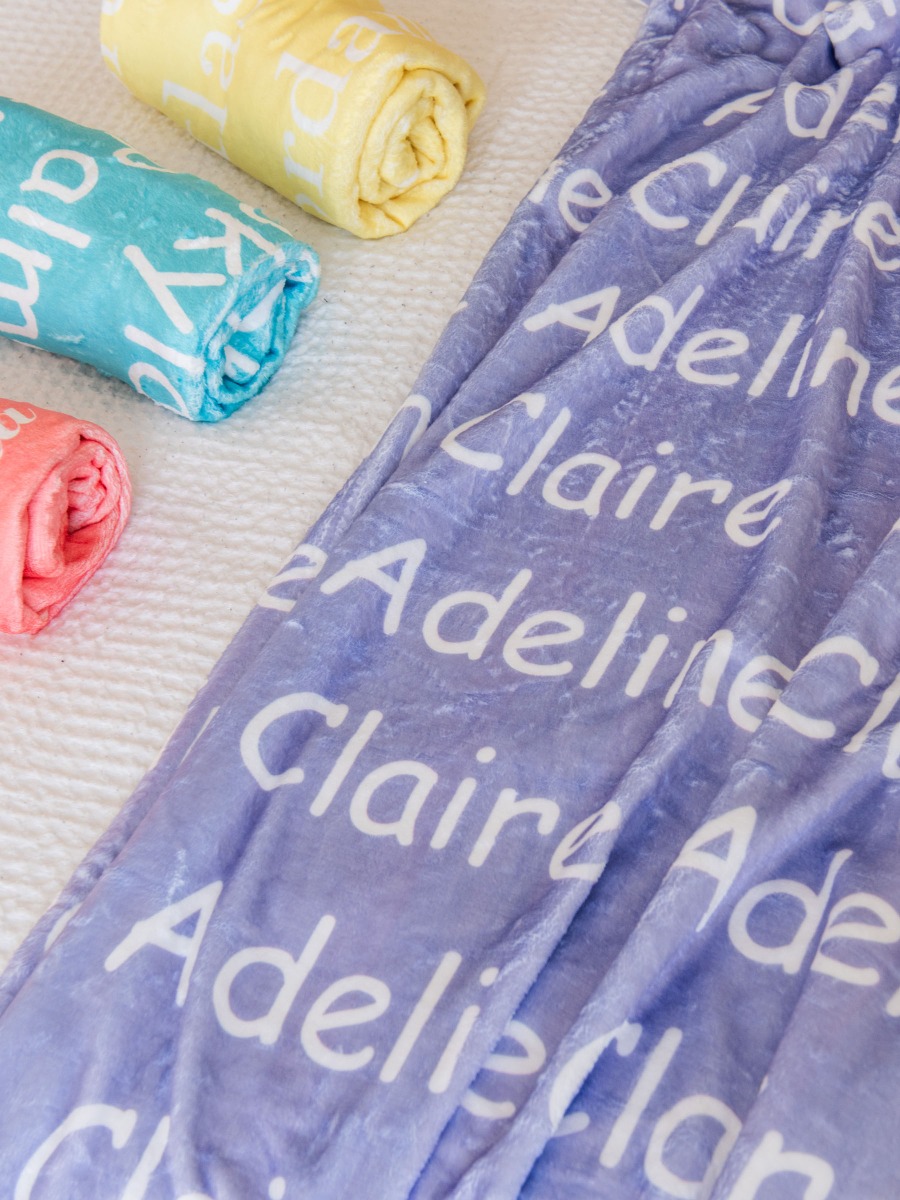 Lavender Throw Personalized Name Plush Minky Blanket 