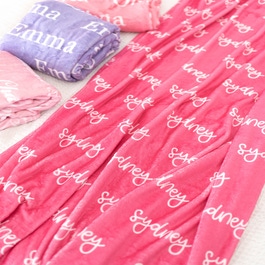 Kid Personalized Name Plush Minky Blanket-Hot Pink