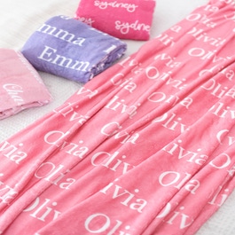 Kid Personalized Name Plush Minky Blanket-Bubblegum Pink