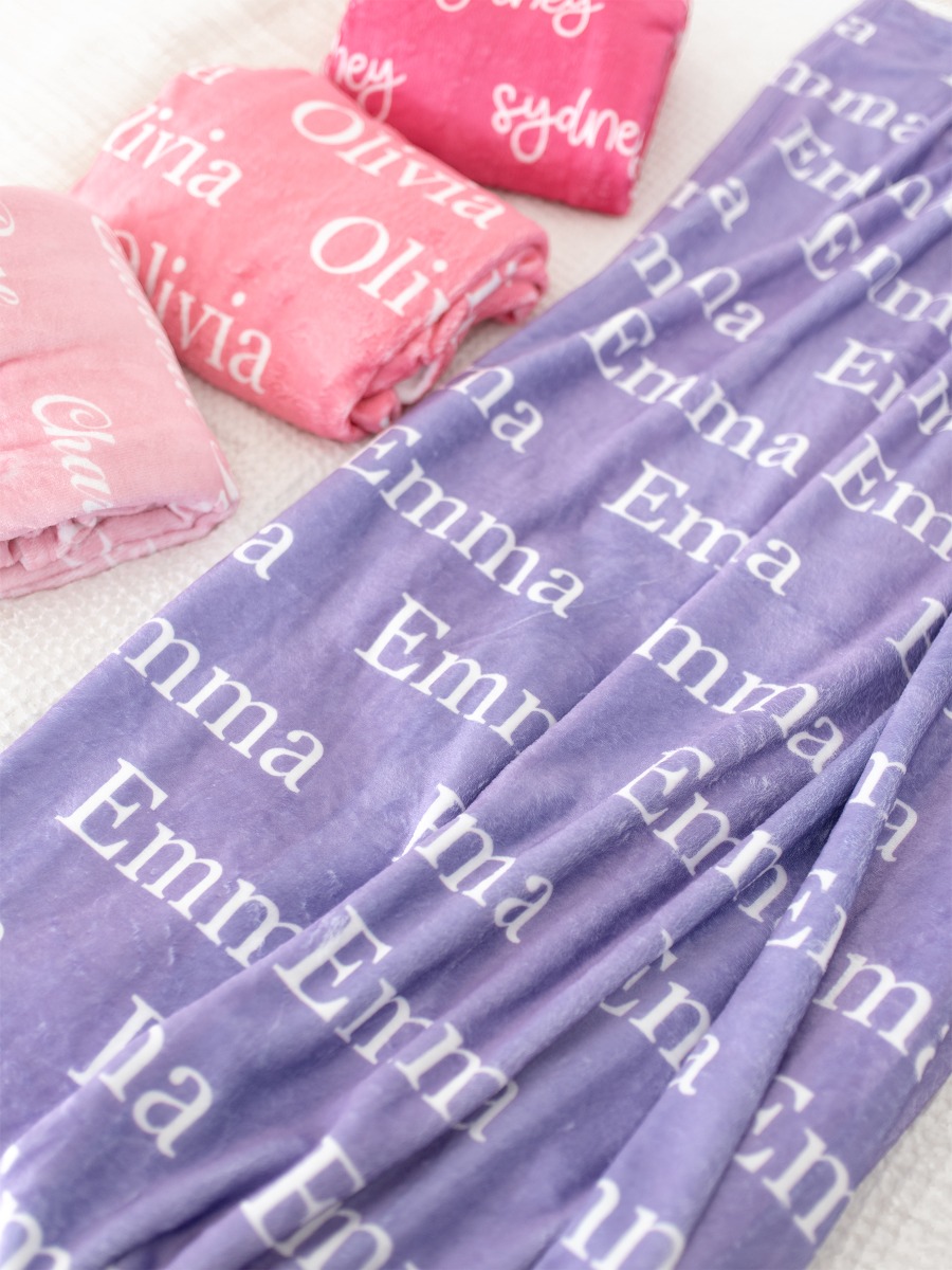 Kid Personalized Name Plush Minky Blanket-Wisteria Mauve