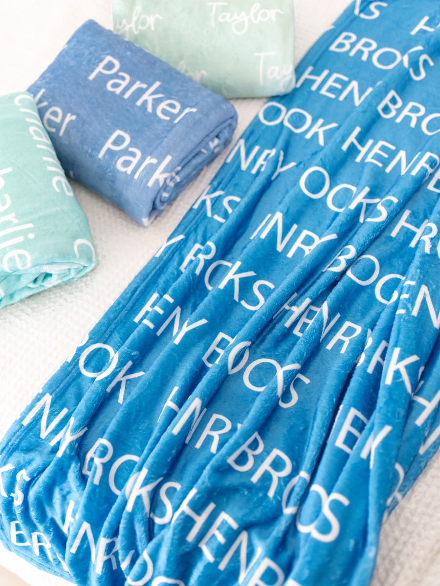 Sonic Blue Kid Name Plush Minky Blanket (50" x 60")