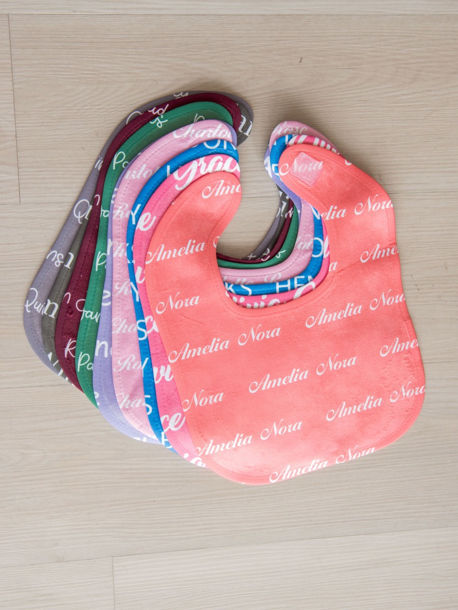 Coral Personalized Name Bib 