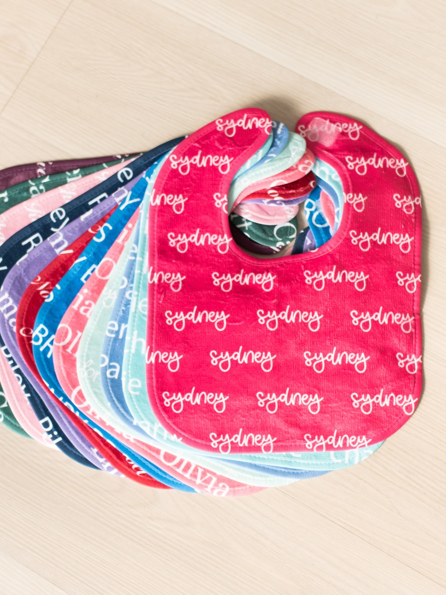 Hot Pink Personalized Name Bib