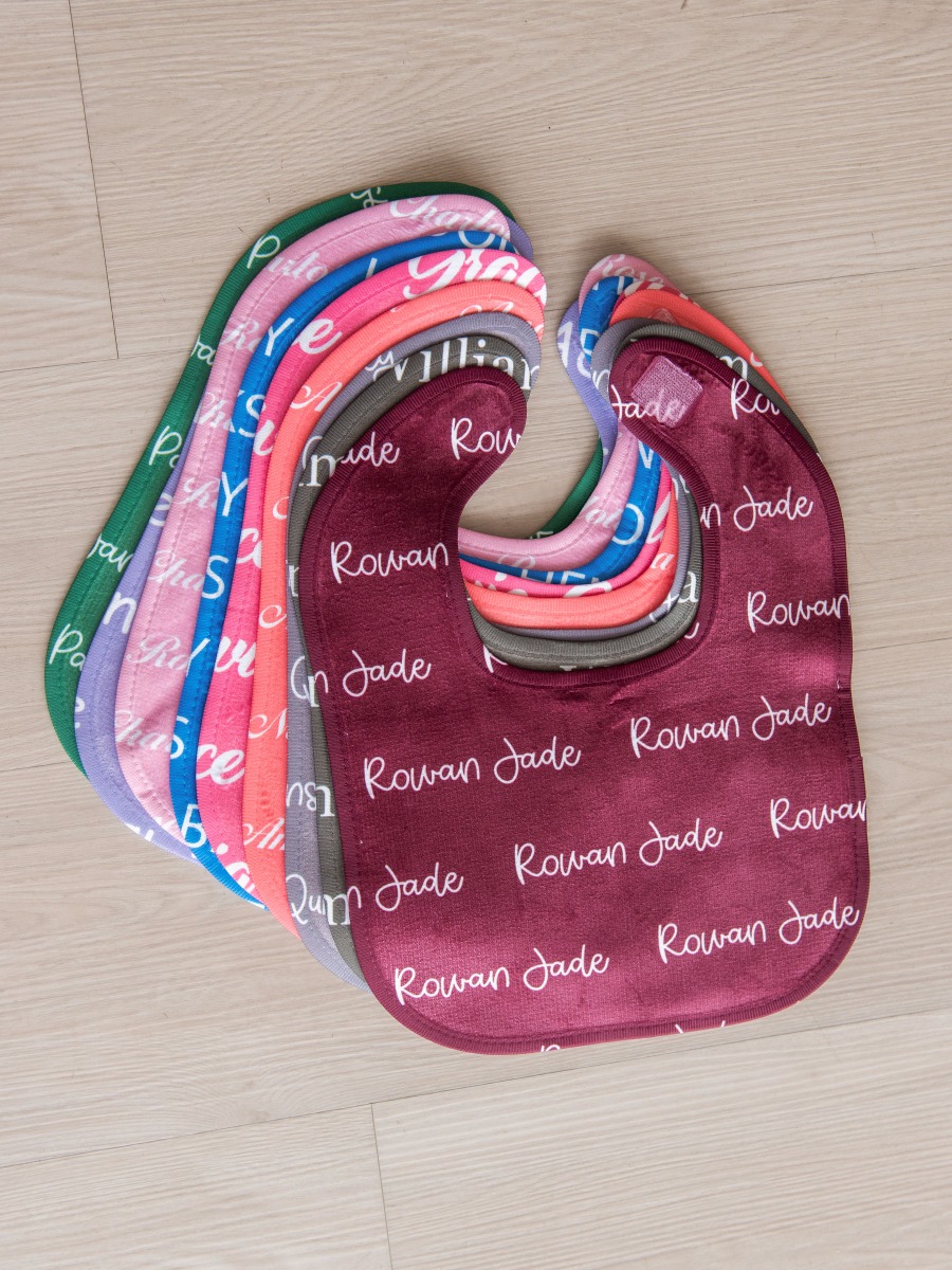 Dark Cherry Personalized Name Bib 