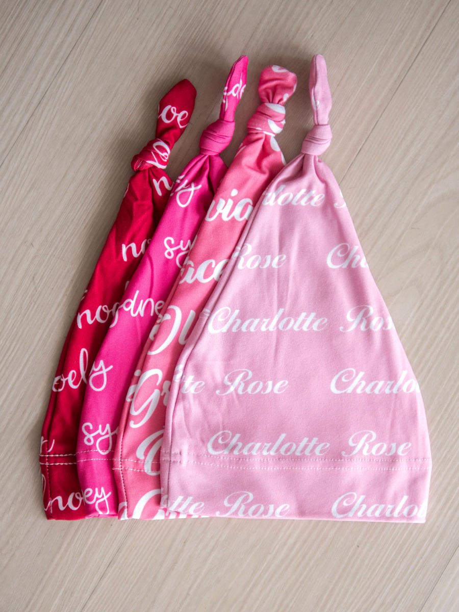 Pink Personalized Name Knotted Sleep Hat 