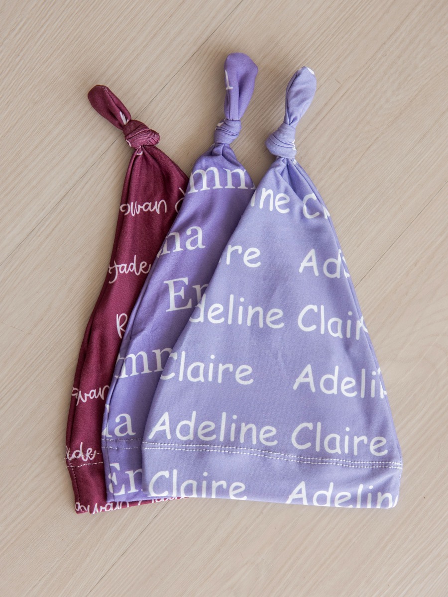 Lavender Personalized Name Knotted Sleep Hat 