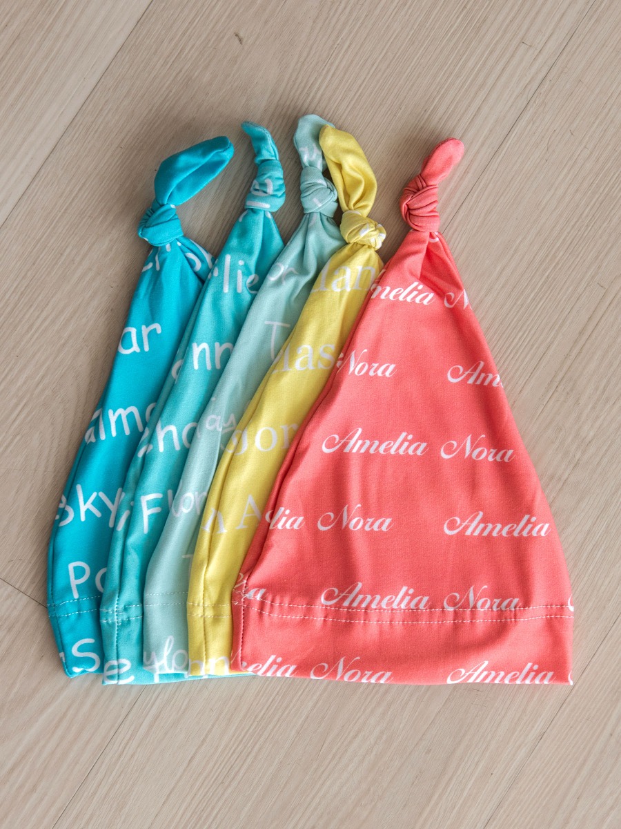 Coral Personalized Name Knotted Sleep Hat 