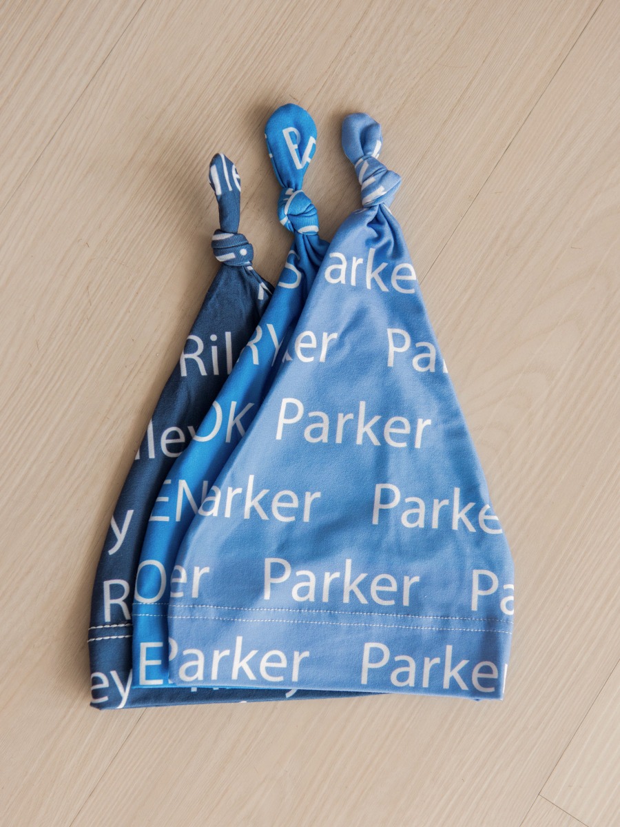 Periwinkle Blue Personalized Name Knotted Sleep Hat 