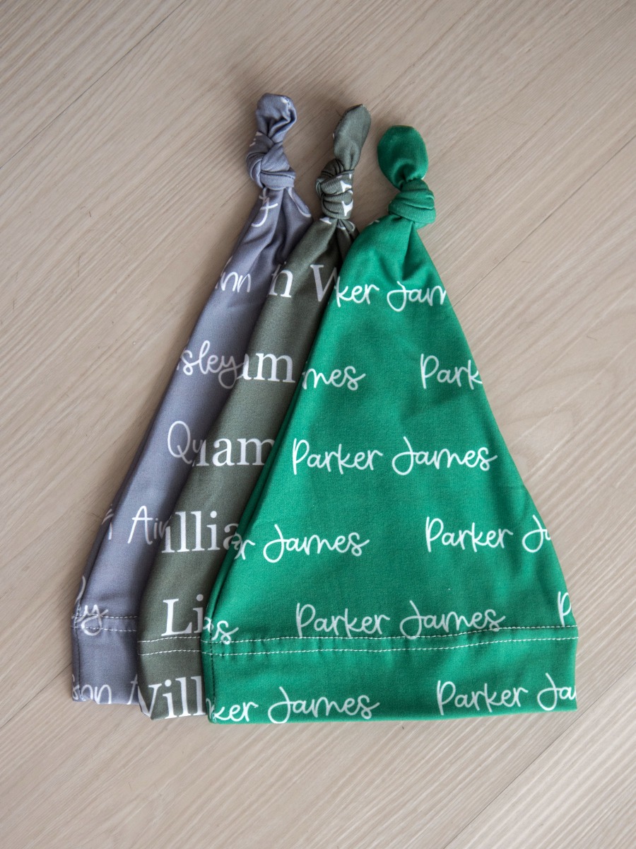 Green Personalized Name Knotted Sleep Hat 