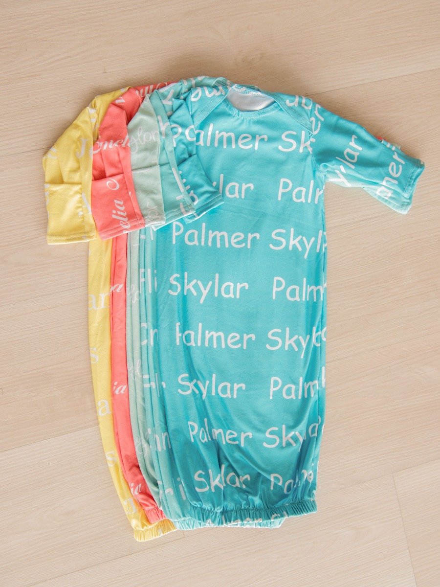 Bright Aqua Personalized Name Sleep Gown 