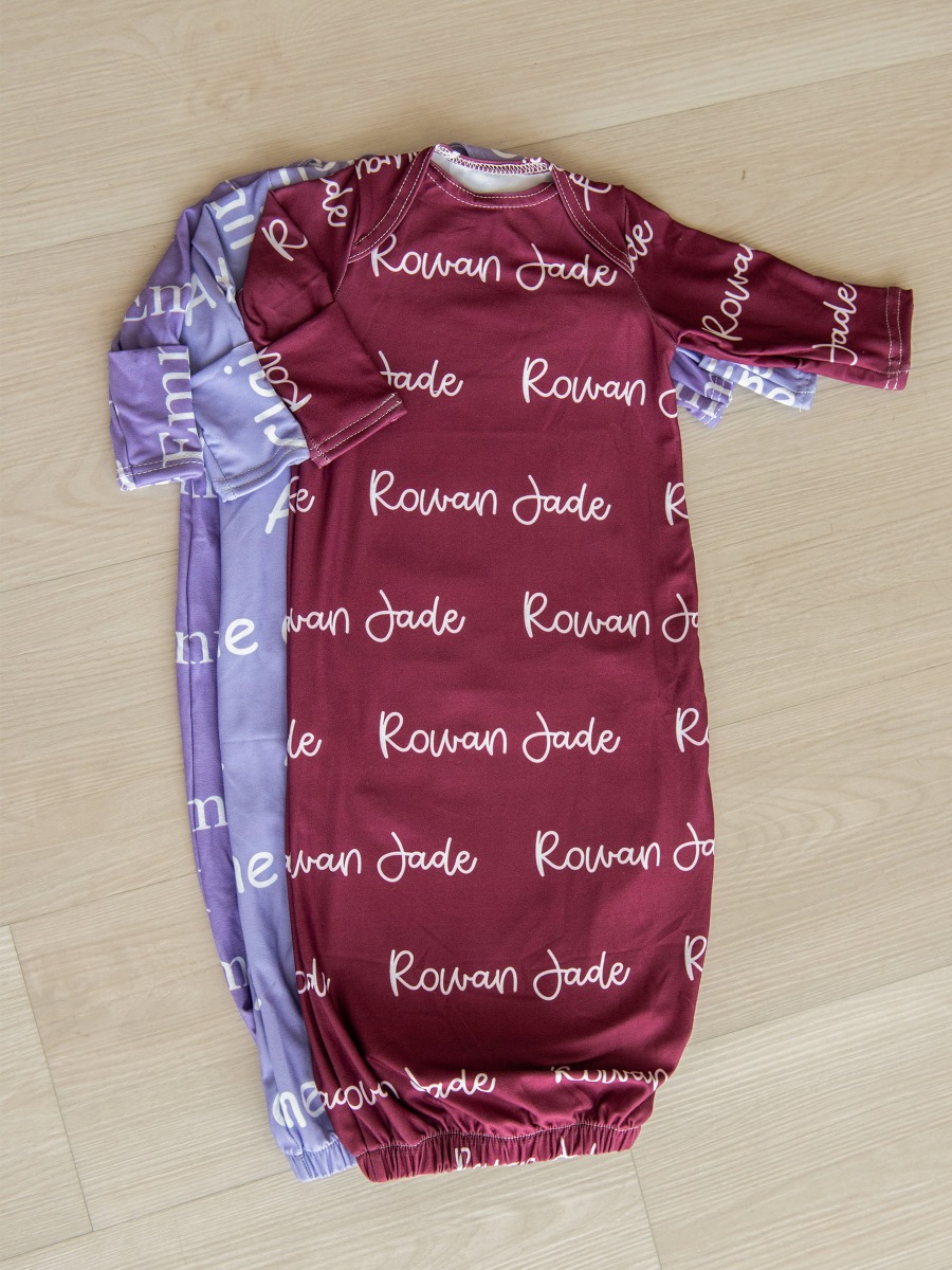 Dark Cherry Personalized Name Sleep Gown 