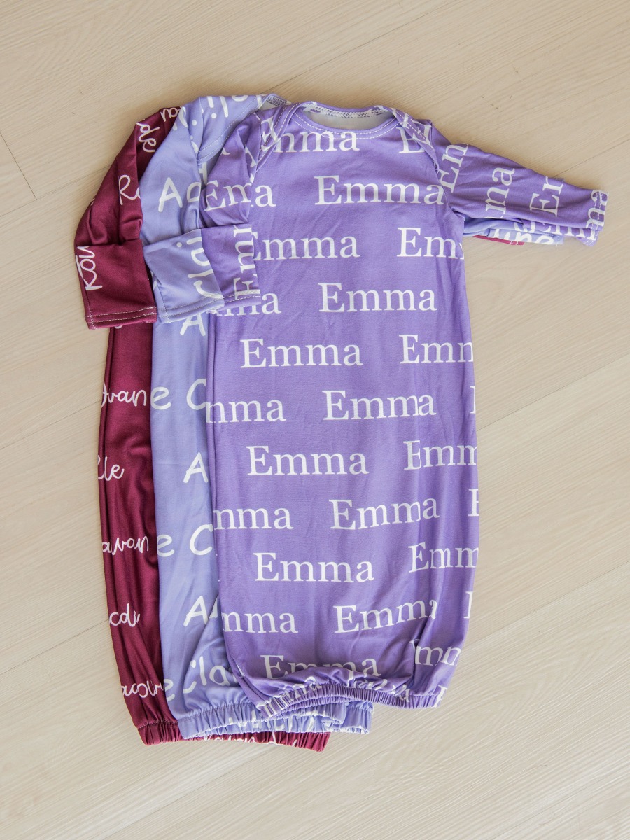 Wisteria Purple Personalized Name Sleep Gown 