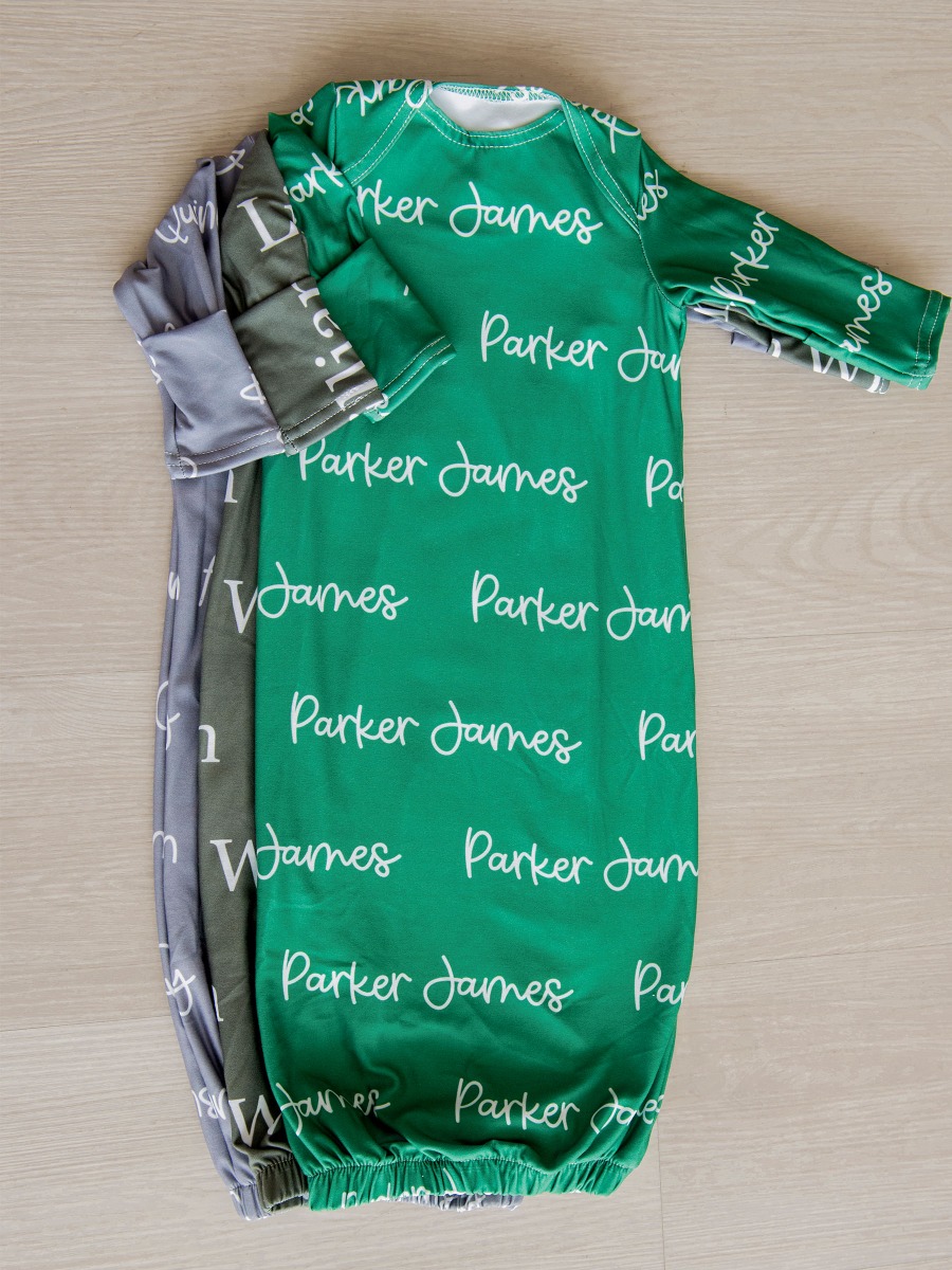 Green Personalized Name Sleep Gown 