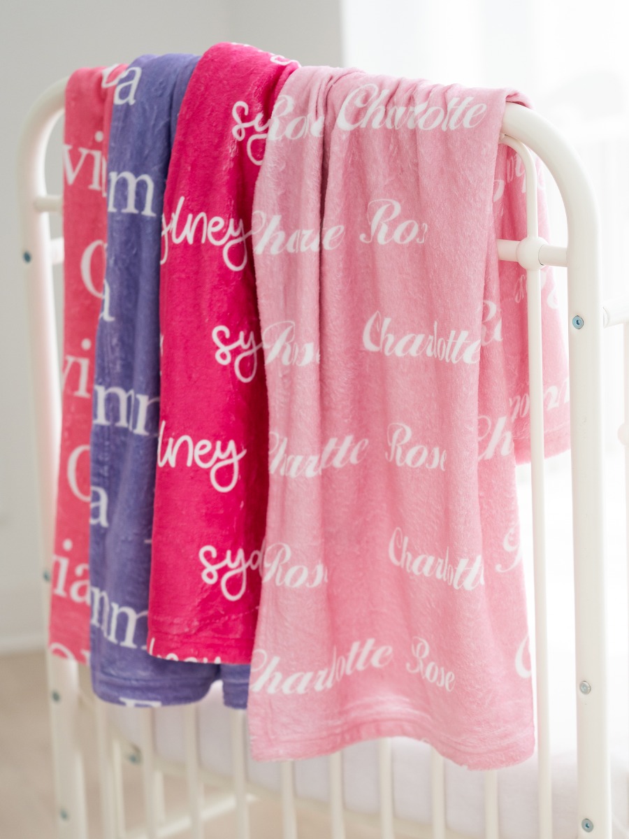 Pink Baby Personalized Name Plush Minky Blanket - 30&quot; x 40&quot;