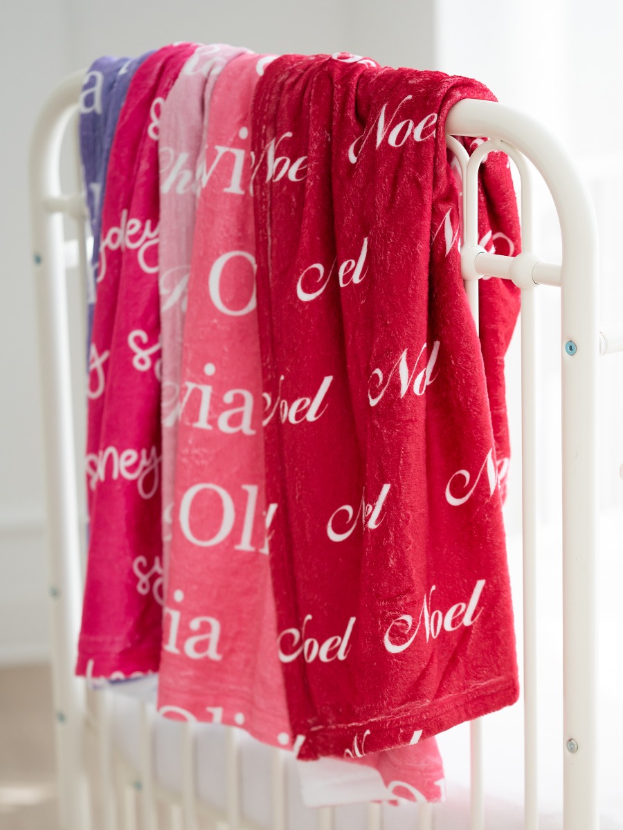 Red Baby Personalized Name Plush Minky Blanket - 30&quot; x 40&quot;