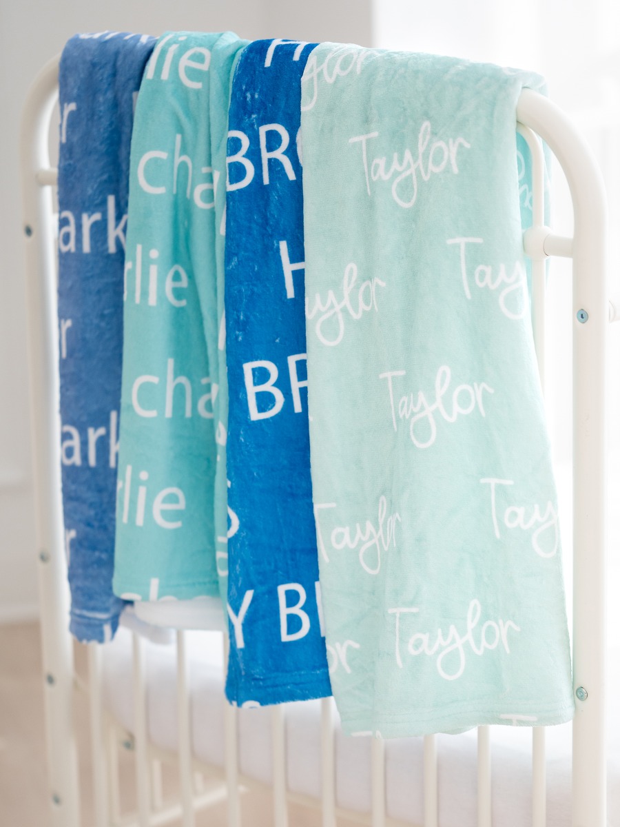 Mint Baby Personalized Name Plush Minky Blanket - 30&quot; x 40&quot;