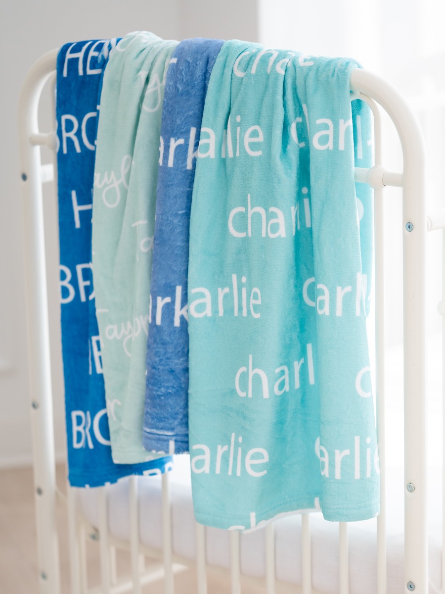 Island Blue Baby Personalized Name Plush Minky Blanket - 30&quot; x 40&quot;