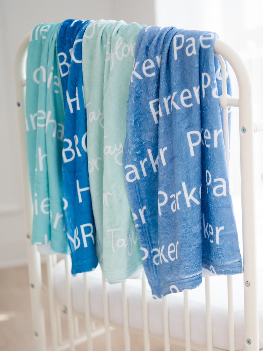Periwinkle Blue Baby Personalized Name Plush Minky Blanket - 30&quot; x 40&quot;