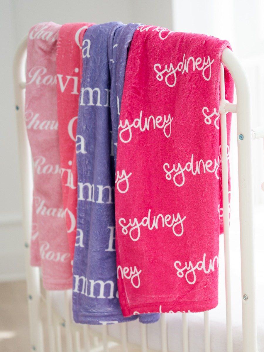 Hot Pink Baby Personalized Name Plush Minky Blanket - 30&quot; x 40&quot;