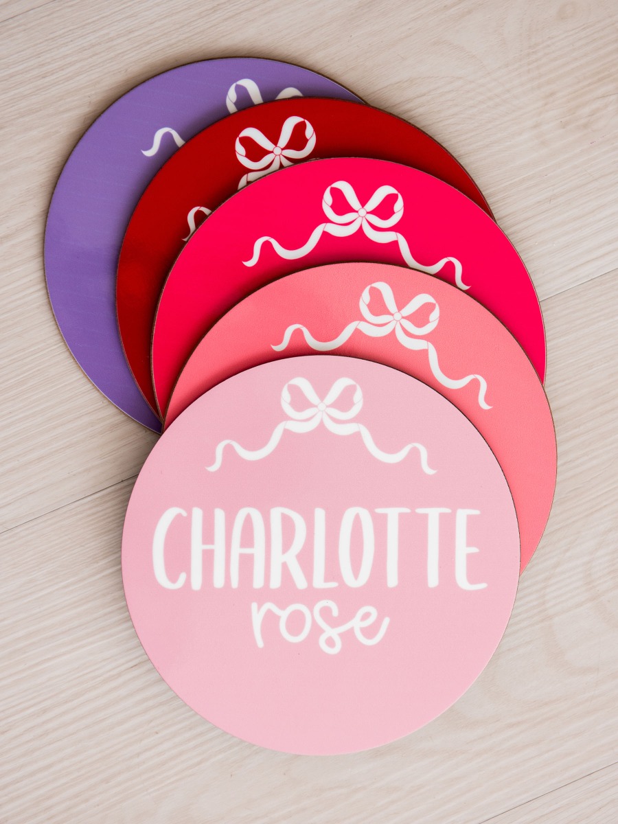 Pink Bow Personalized Baby Name Sign 
