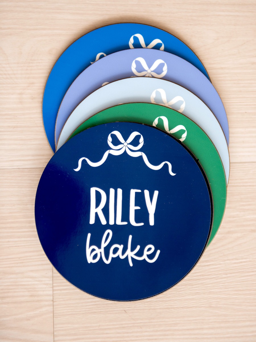 Dark Navy Bow Personalized Baby Name Sign 