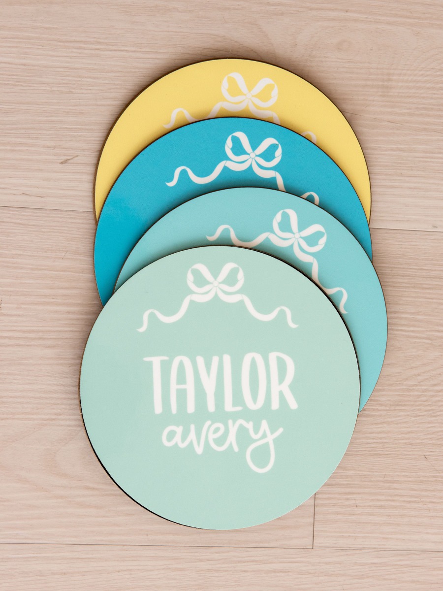 Mint Bow Personalized Baby Name Sign 