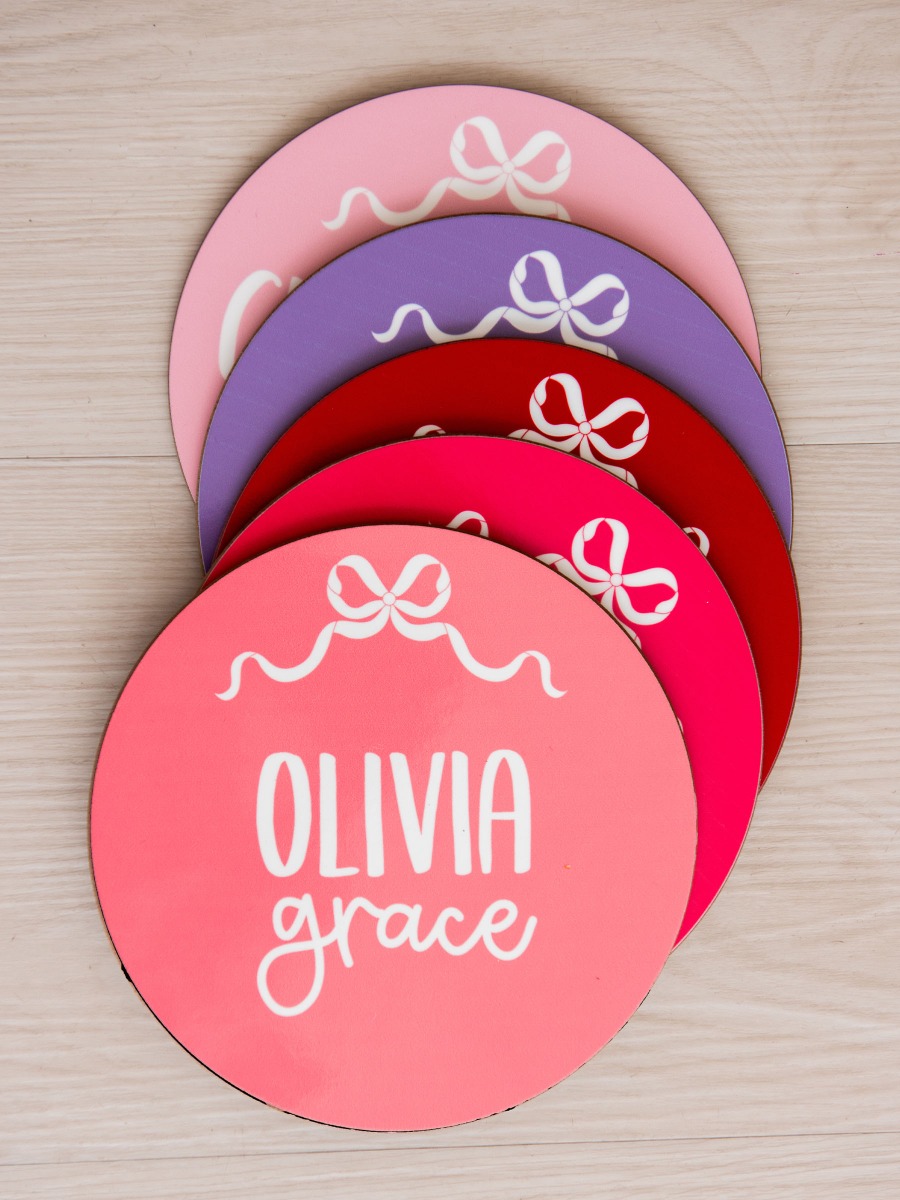 Bubblegum Pink Bow Personalized Baby Name Sign 
