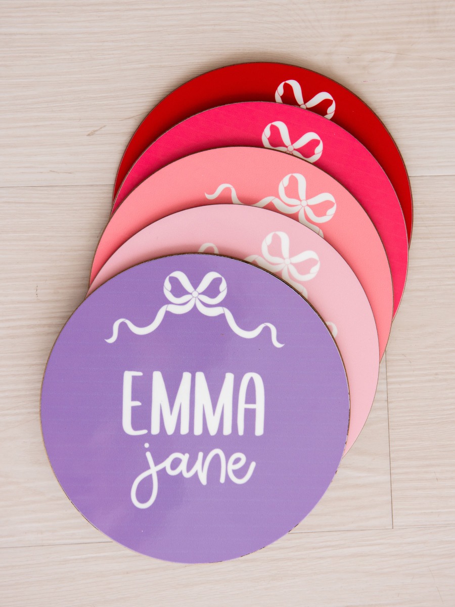 Wisteria Purple Bow Personalized Baby Name Sign 