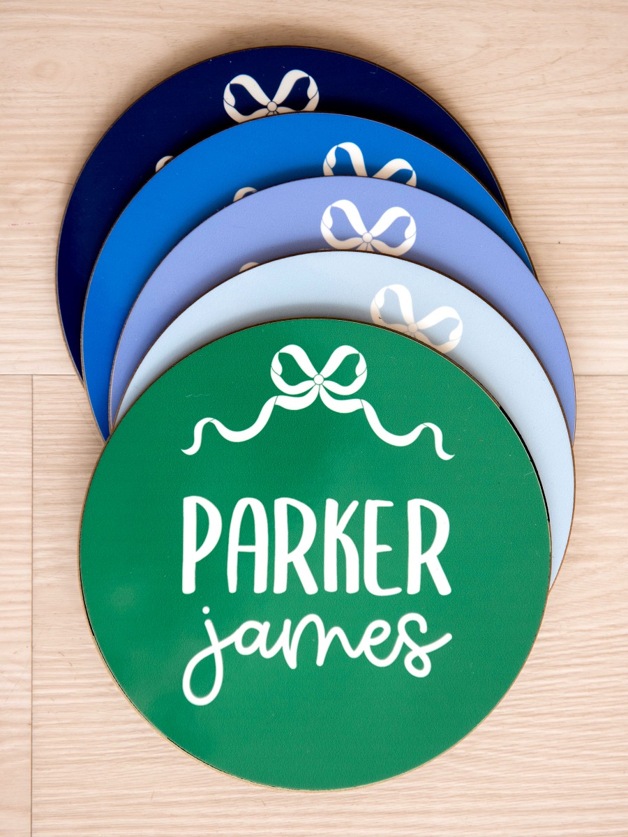 Green Bow Personalized Baby Name Sign 