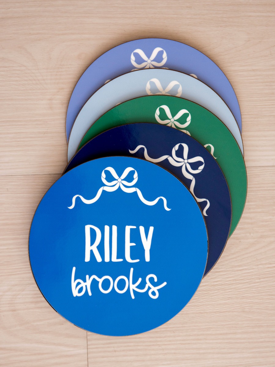 Sonic Blue Bow Personalized Baby Name Sign 