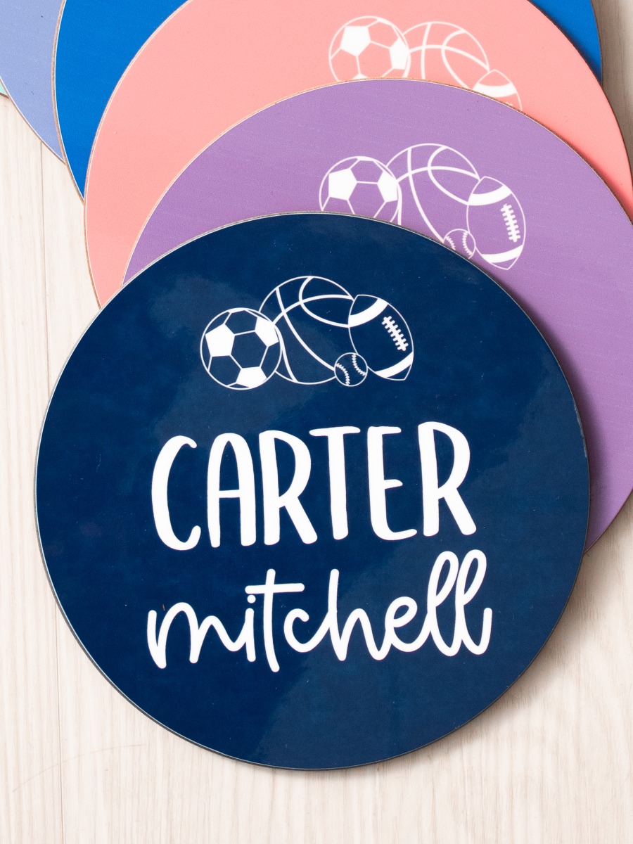 Dark Navy Sports Personalized Baby Name Sign 