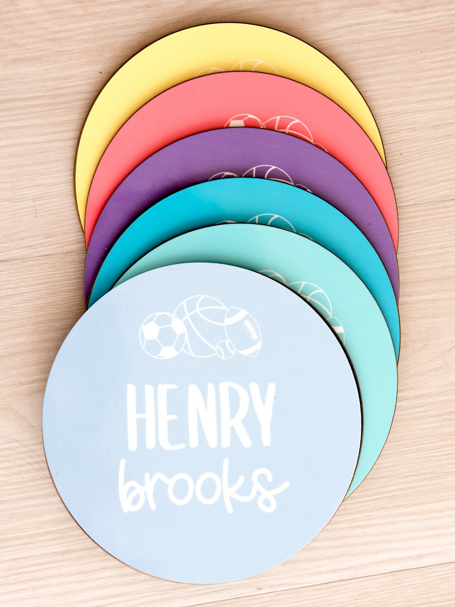 Light Blue Sports Personalized Baby Name Sign 