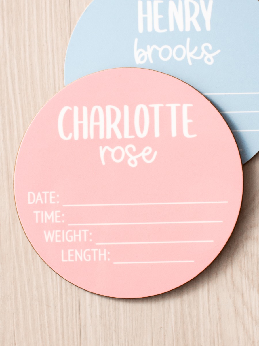 Pink Birth Stats Personalized Baby Name Sign 