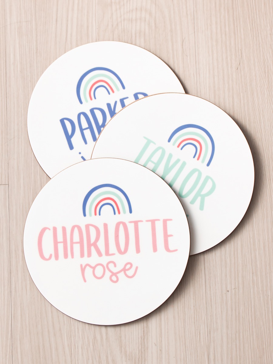 Pink Rainbow Personalized Baby Name Sign 