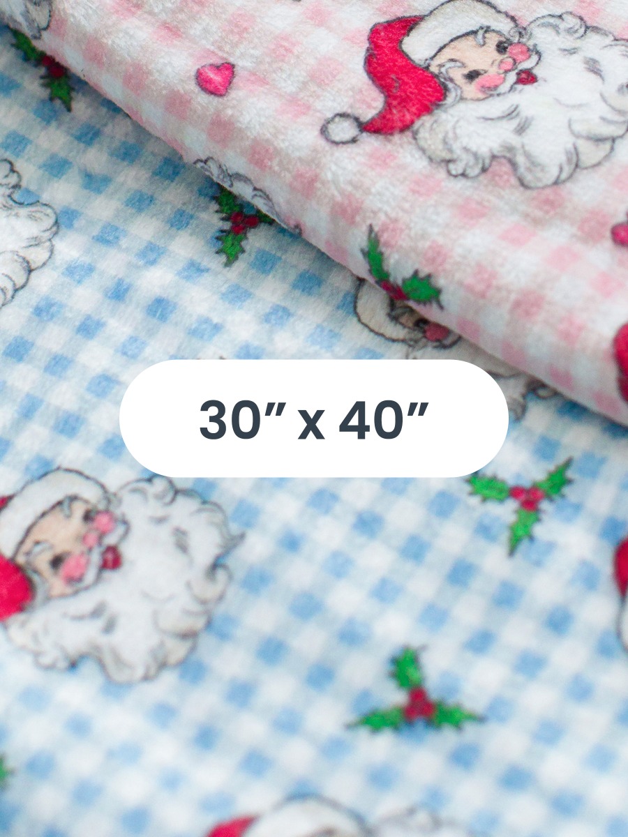 Blue Dear Santa Baby Printed Plush Minky Blanket 