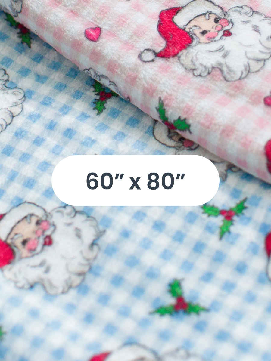 Blue Dear Santa Throw Printed Plush Minky Blanket 