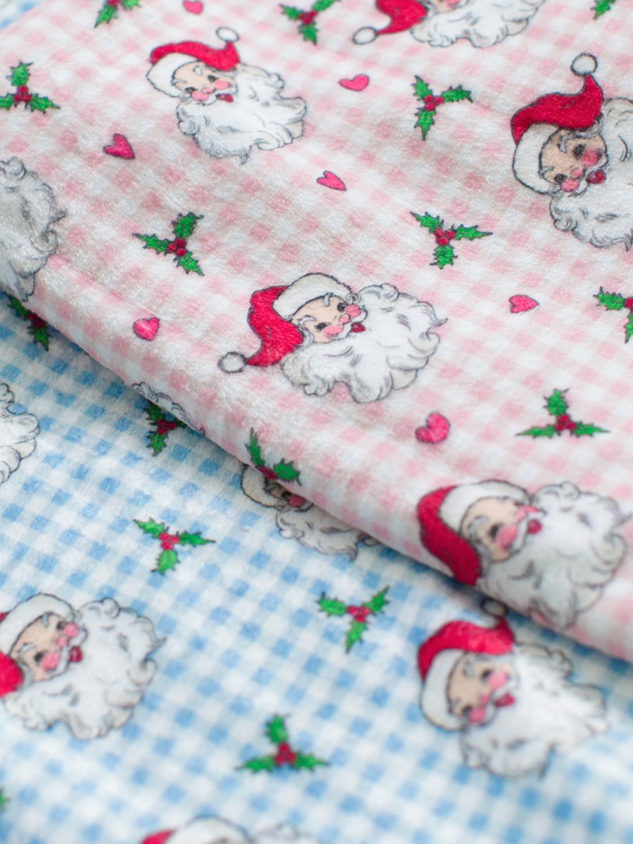 Line drawing of Blue Dear Santa Throw Printed Plush Minky Blanket . A dotted circle indicates the approximate location for personalization.