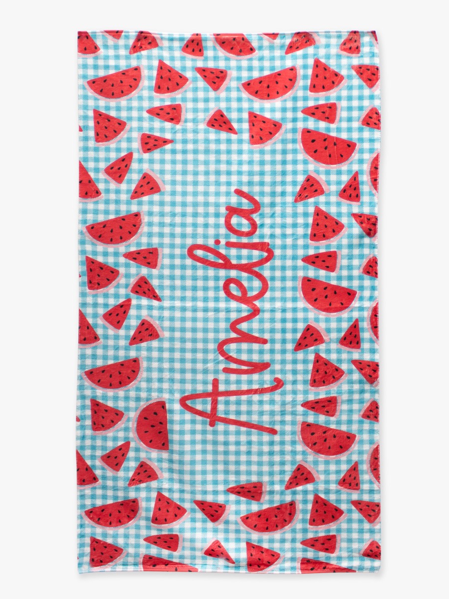Watermelon Gingham Personalized Beach Towel - 30&quot; x 60&quot;