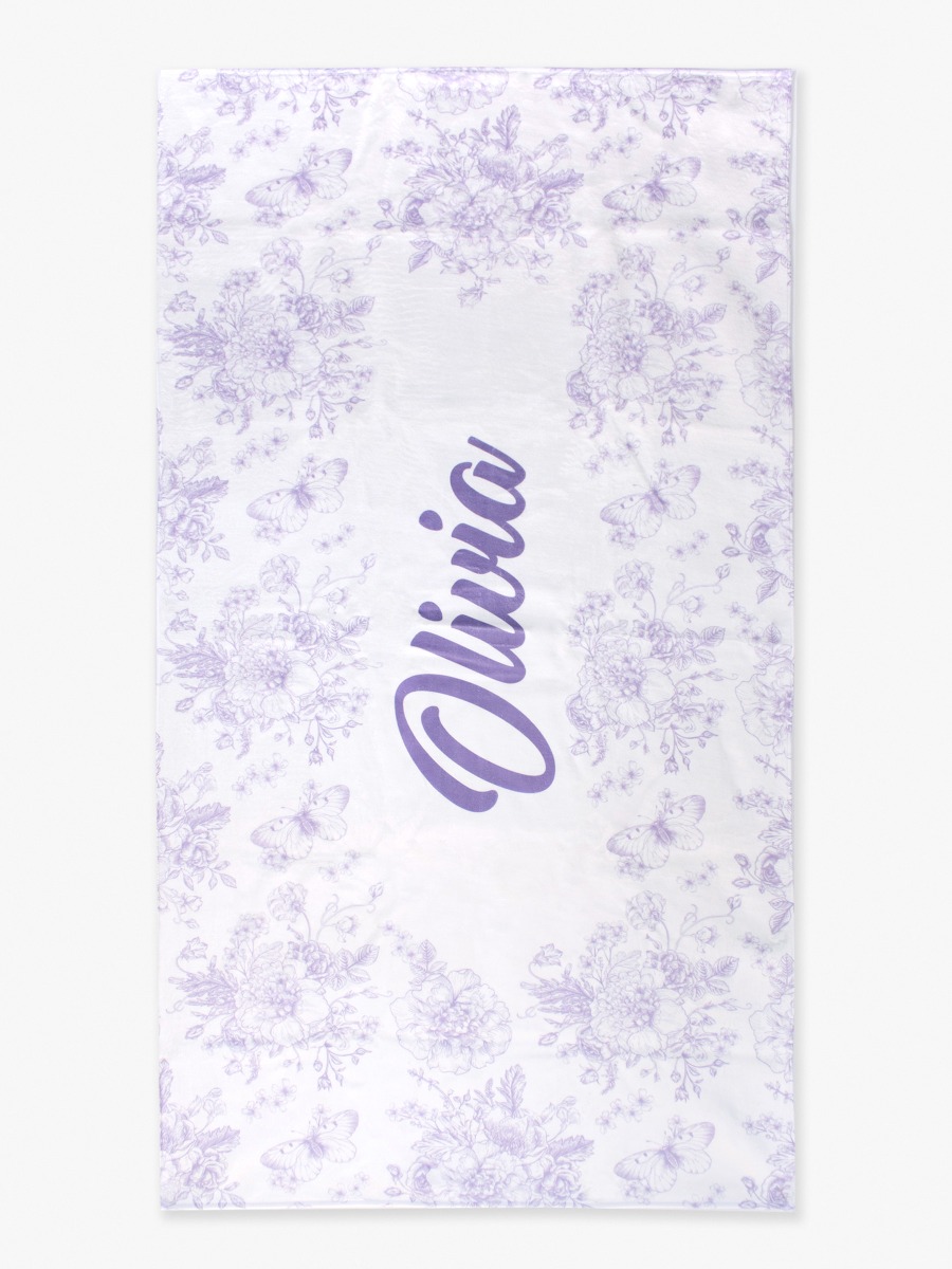 Wisteria Purple Butterfly Garden Toile Personalized Beach Towel - 30&quot; x 60&quot;