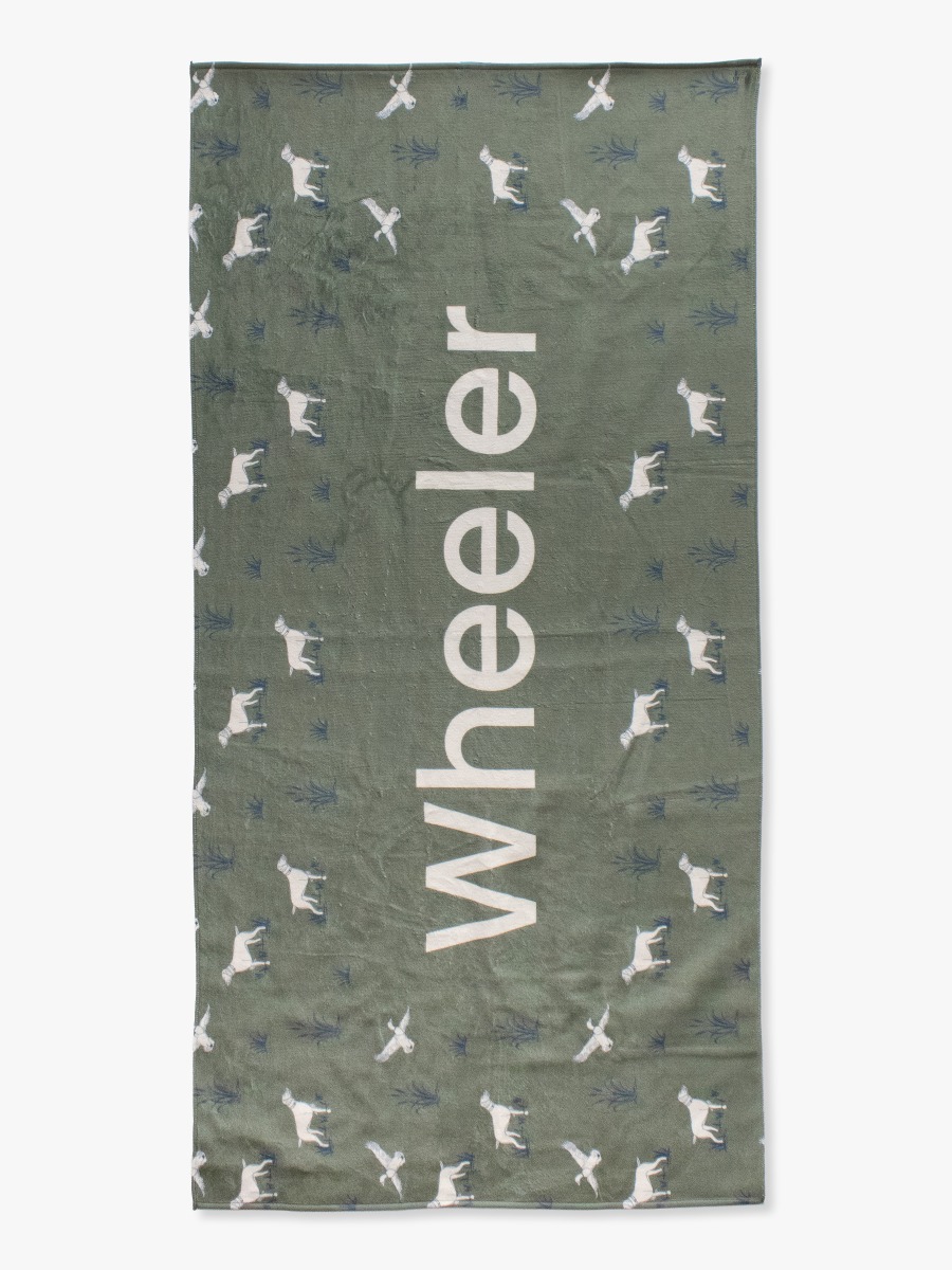 Line drawing of Pond Pups Personalized Beach Towel. A dotted circle indicates the approximate location for personalization.