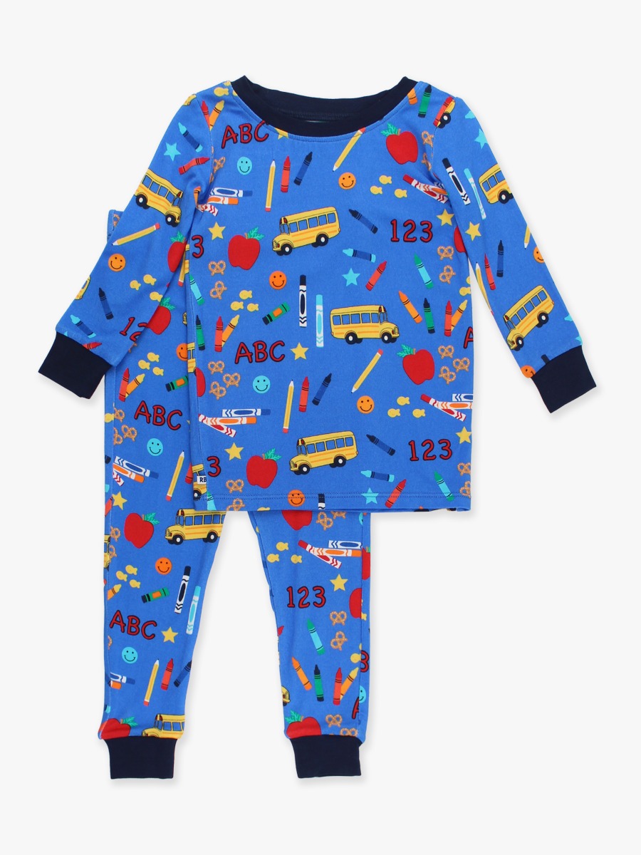 Blue School House Long Sleeve Pajama Set