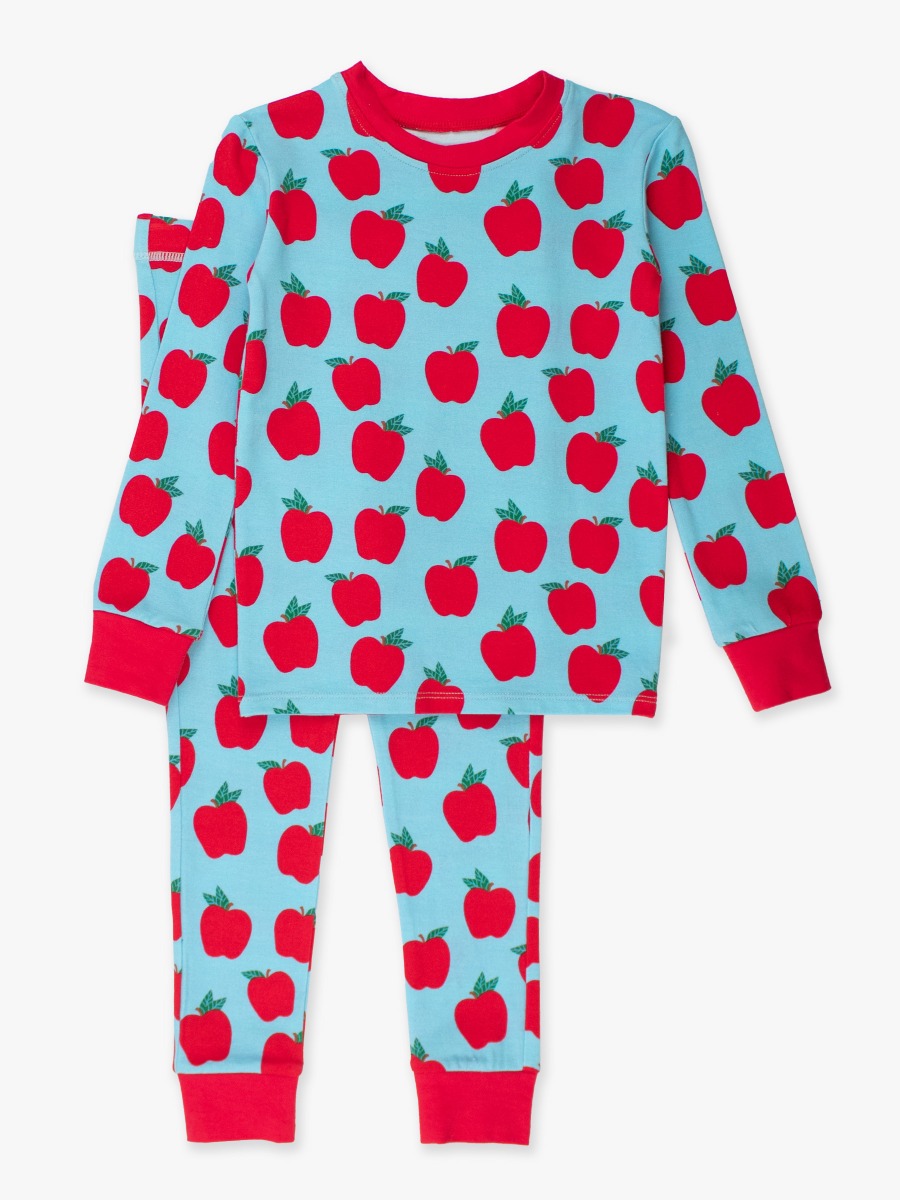 Blue Apple of My Eye Long Sleeve Pajama Set, Modal Blend