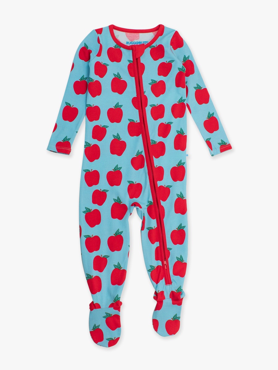 Blue Apple of My Eye One Piece Footie Pajamas, Modal Blend
