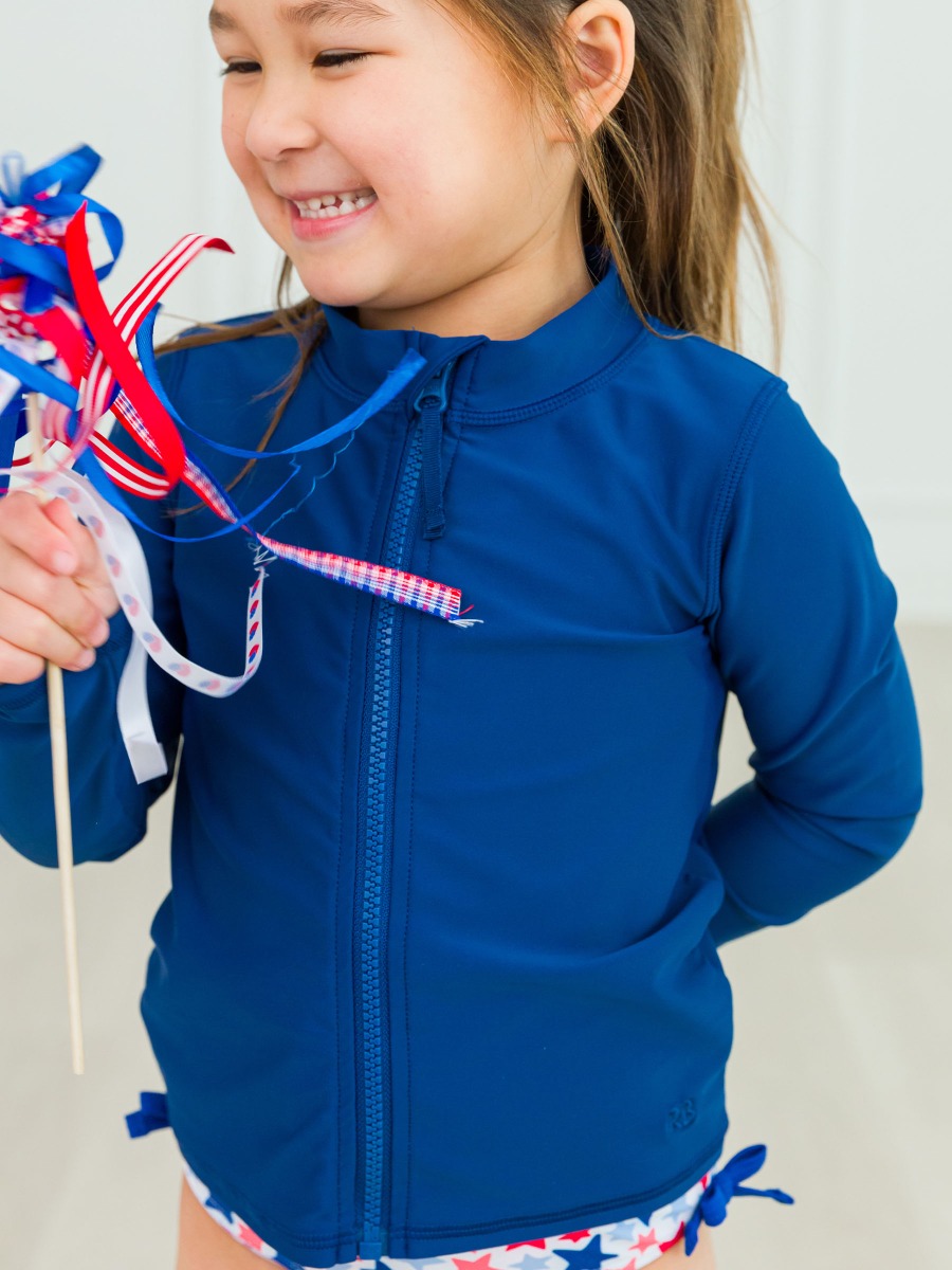 Navy Long Sleeve Full Zip Rash Guard