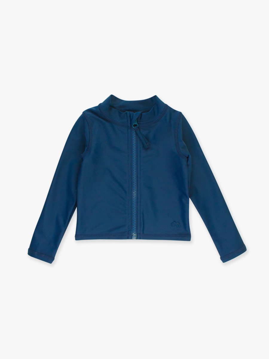 Navy Long Sleeve Full Zip Rash Guard - 3-6m