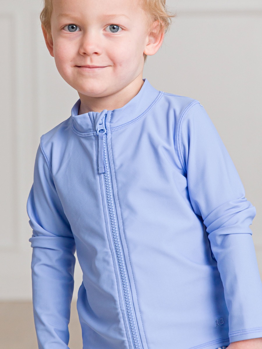 Periwinkle Blue Long Sleeve Full Zip Rash Guard