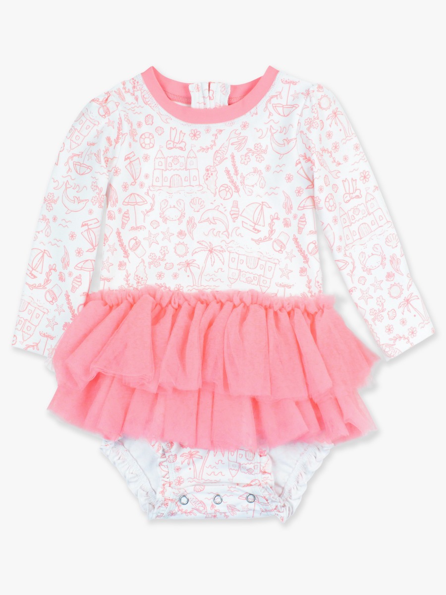 By the Seaside Tulle Skirted One Piece Rash Guard
