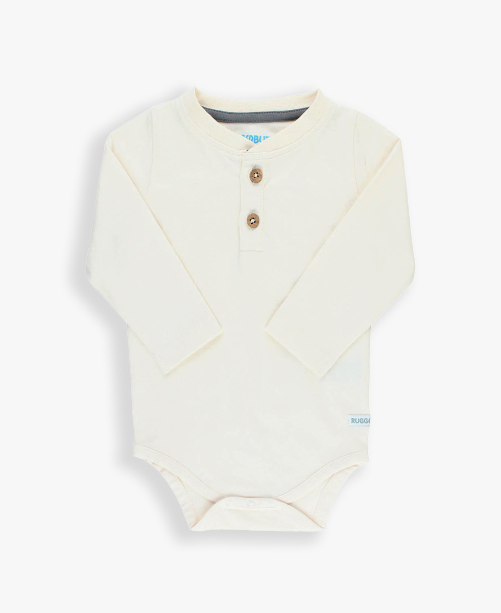 Ivory Long Sleeve Classic Henley Knit Bodysuit