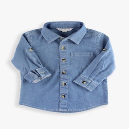 Light Wash Denim Long Sleeve Button Down Shirt